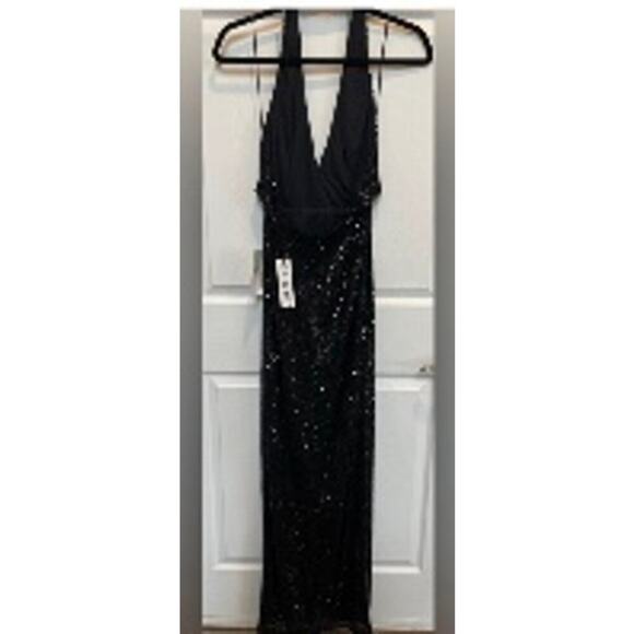 Jay Godfrey New Valentina Halter Long Formal Sequins Black Halter Gown NWT - Picture 3 of 5